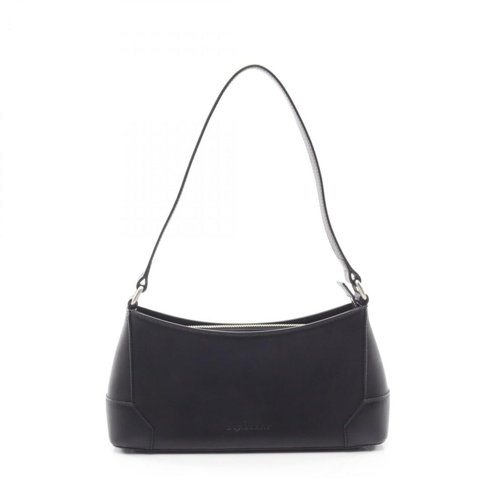 Burberry logo embossed shoulder bag/handbag, leather, women's, black.